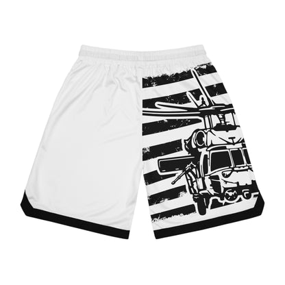American Flag Helicopter Basketball Shorts — Patriotic AOP Athletic Shorts