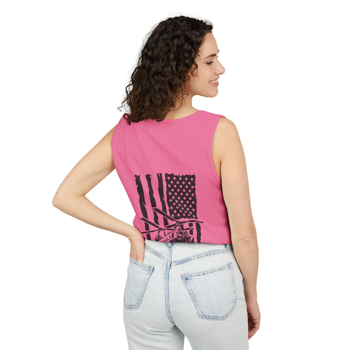 Chinook Helicopter Flag Tank Top — Vintage USA Rescue Chopper Design