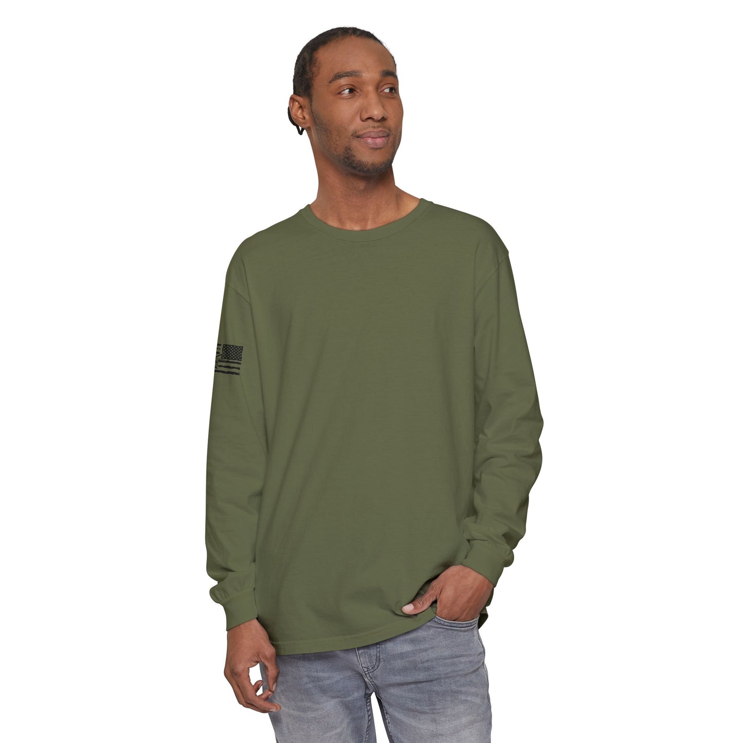 Chinook Helicopter American Flag Long Sleeve Tee