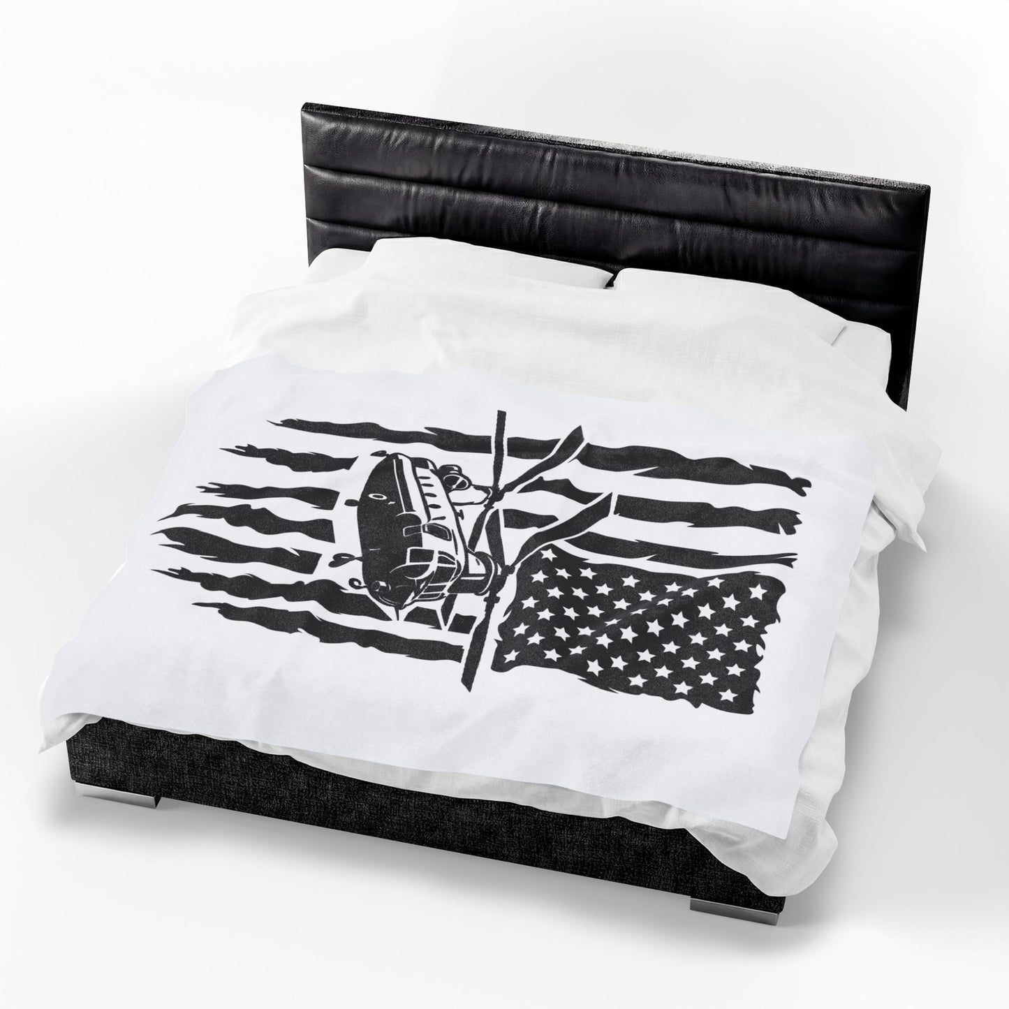 Military Chinook Helicopter American Flag Velveteen Plush Blanket