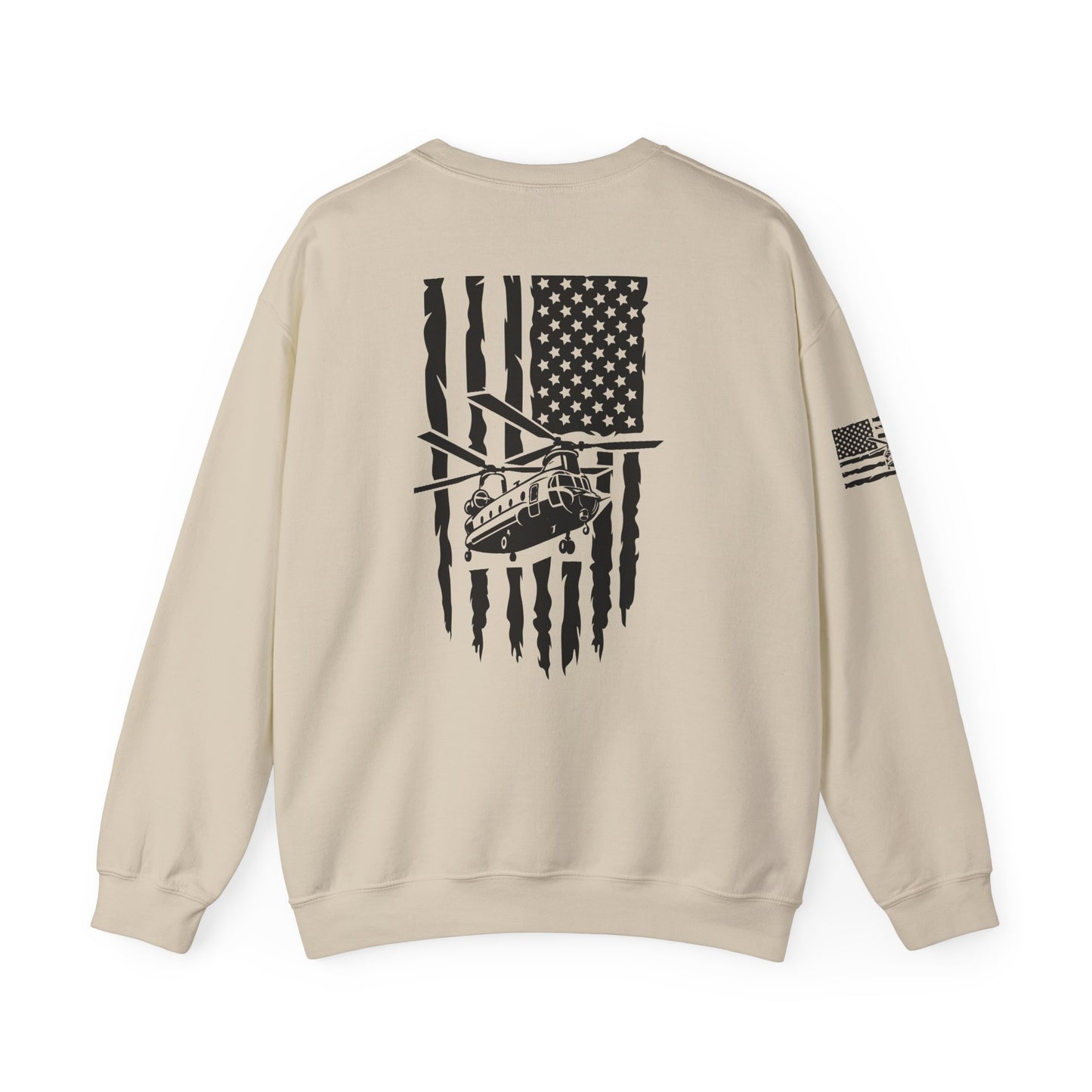 Chinook Helicopter American Flag Crewneck Sweatshirt – Chopper Design