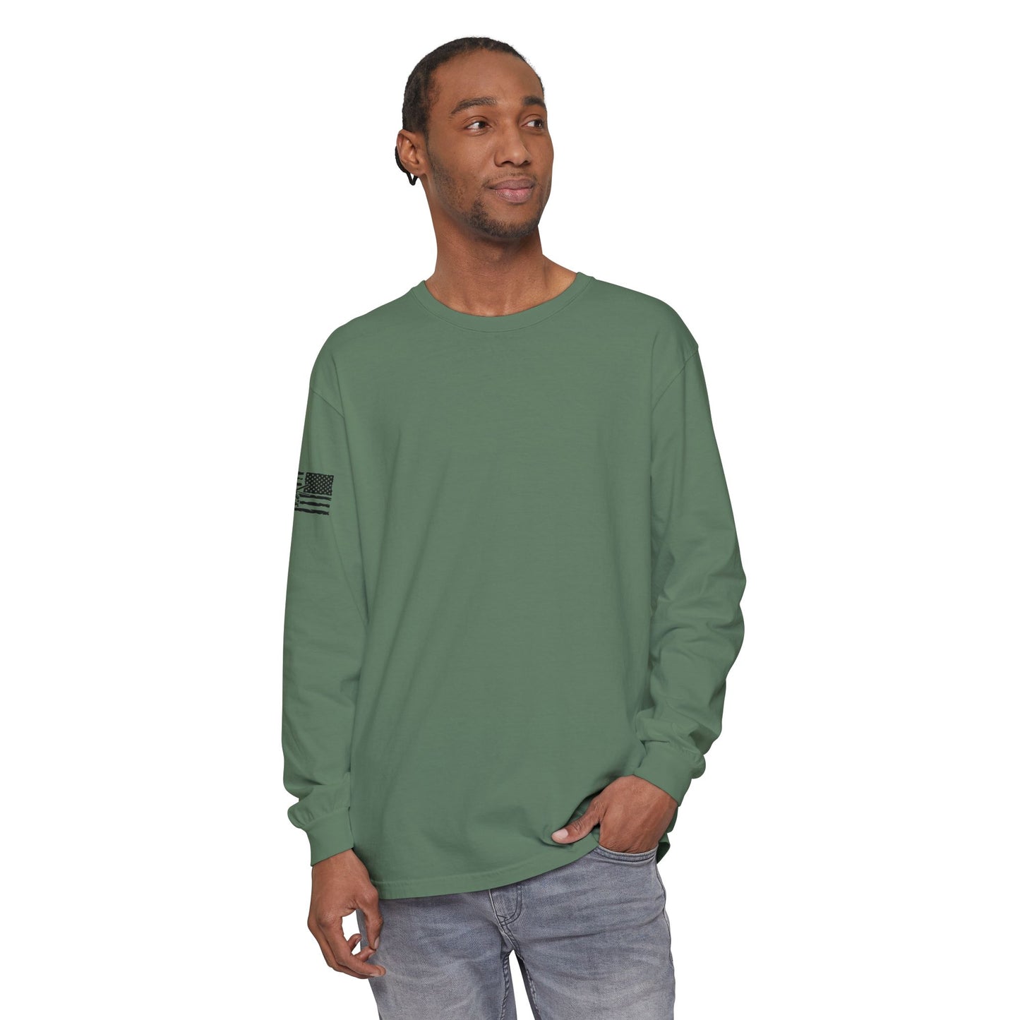 Chinook Helicopter American Flag Long Sleeve Tee