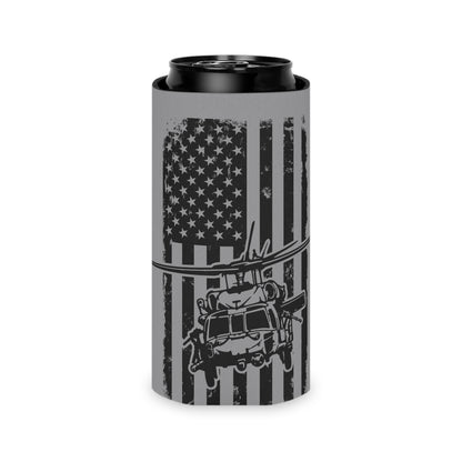 Military Helicopter Can Cooler with Distressed American Flag — Tactical Beer Koozie