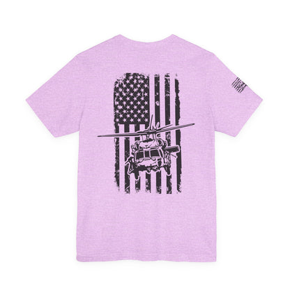 Blackhawk Helicopter American Flag Tee — Military Aviation Graphic T-Shirt