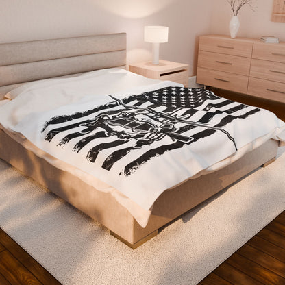 Military Helicopter American Flag Velveteen Plush Blanket