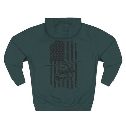 Helicopter Rescue Hoodie — Vintage American Flag Airlift Graphic