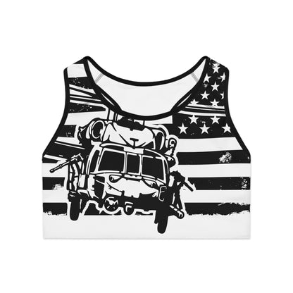 Helicopter American Flag Sports Bra — Vintage Military Aviation Activewear