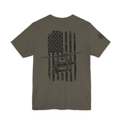 Blackhawk Helicopter American Flag Tee — Military Aviation Graphic T-Shirt
