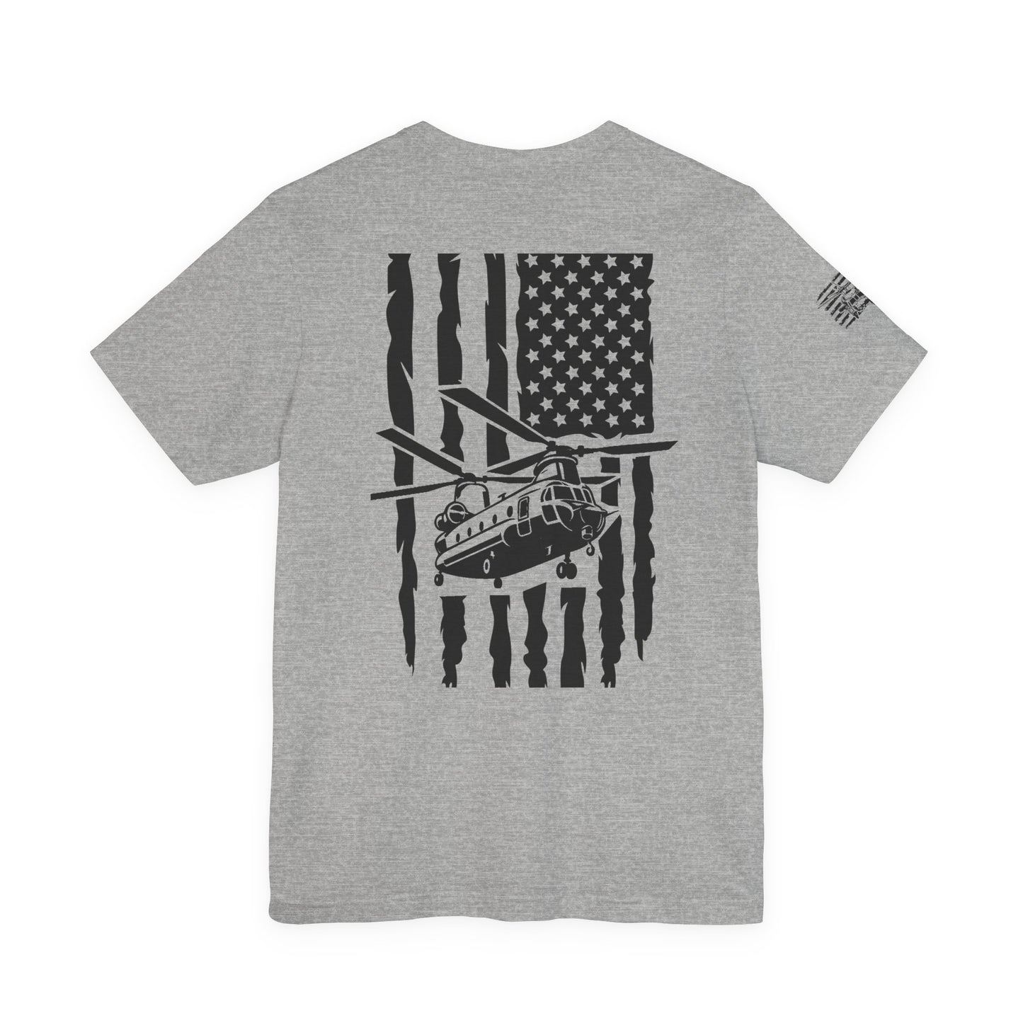 Chinook Helicopter American Flag Tee — Military Aviation Graphic T-Shirt