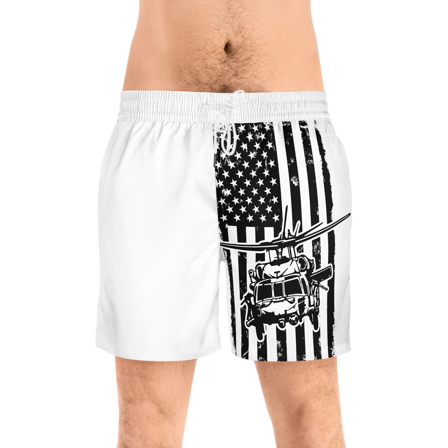 Copy of American Flag Blackhawk Helicopter Swim Shorts — Patriotic Military Beach Trunks