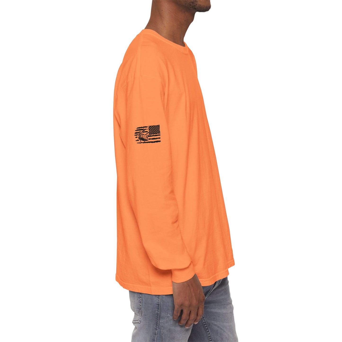 Chinook Helicopter American Flag Long Sleeve Tee
