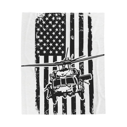 Military Helicopter American Flag Velveteen Plush Blanket