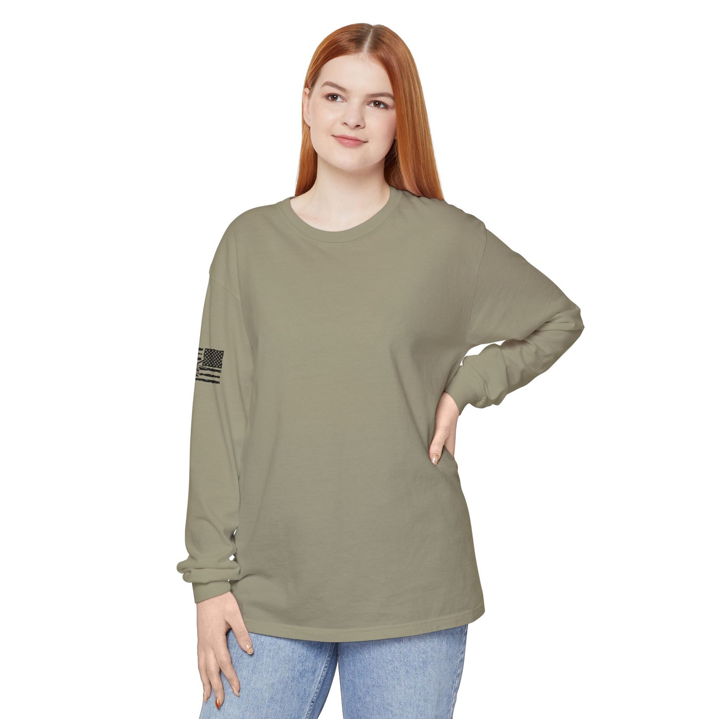 Chinook Helicopter American Flag Long Sleeve Tee