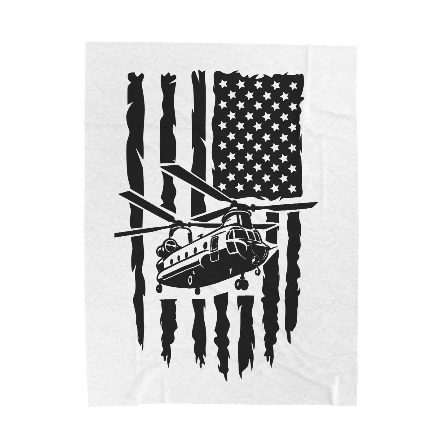 Military Chinook Helicopter American Flag Velveteen Plush Blanket