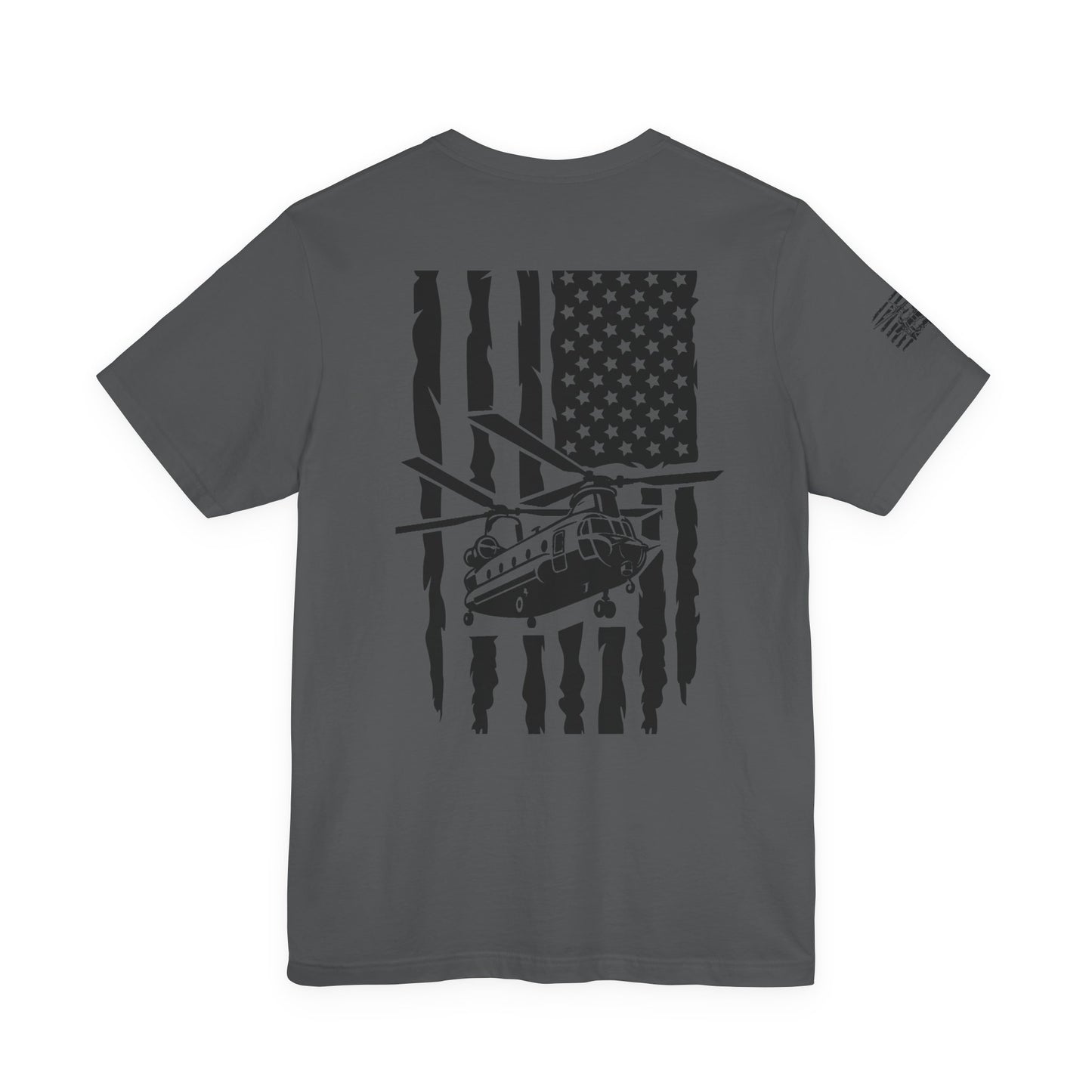 Chinook Helicopter American Flag Tee — Military Aviation Graphic T-Shirt