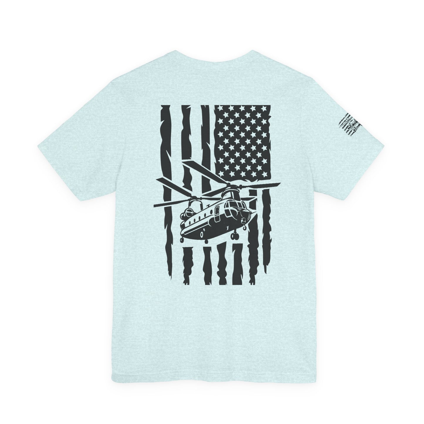 Chinook Helicopter American Flag Tee — Military Aviation Graphic T-Shirt