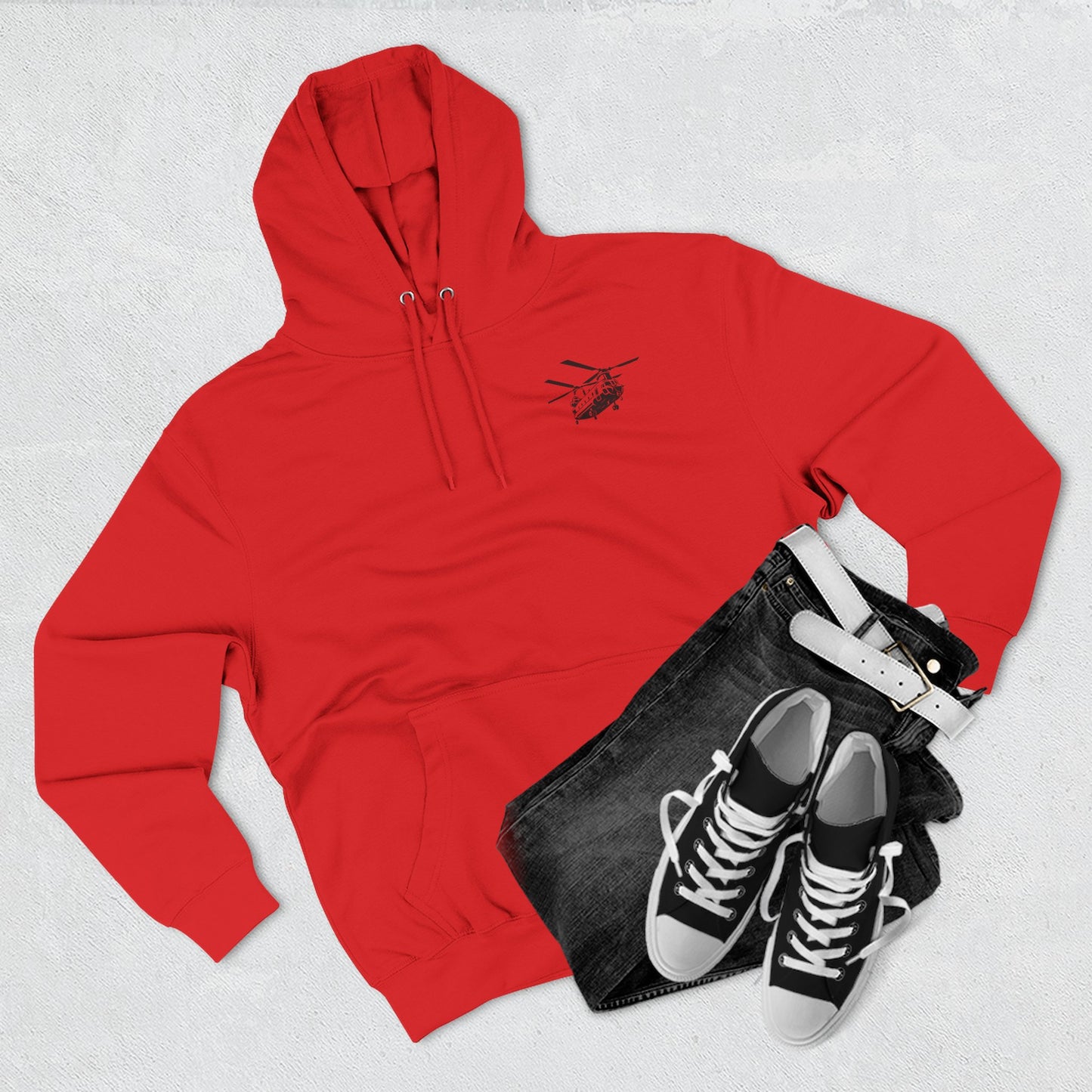 Military Helicopter Hoodie — Tactical CH-47 Chinook Flag Design