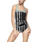 American Flag Chinook Helicopter One-Piece Swimsuit — Patriotic Beachwear for Women