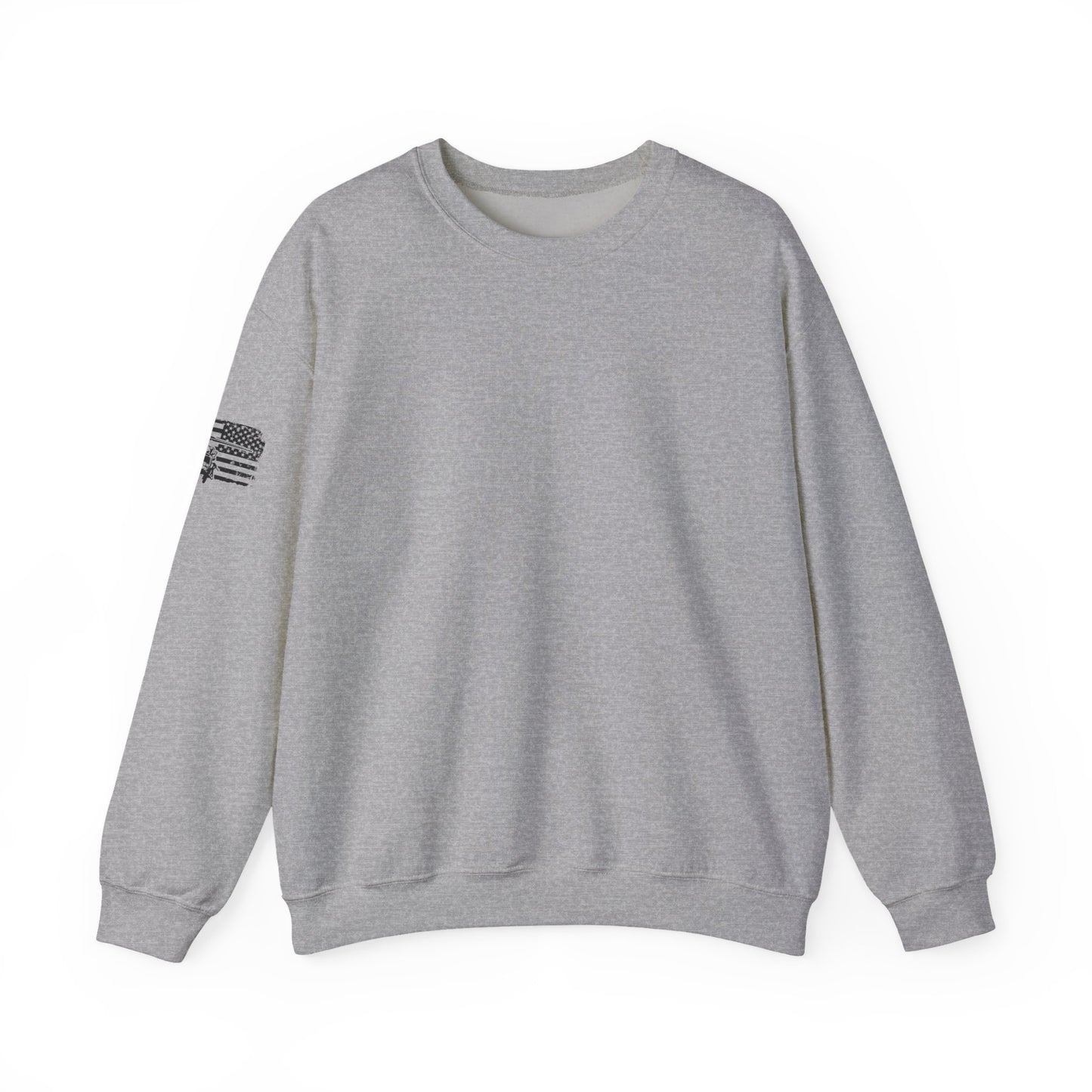 Crewneck Sweatshirt - American Flag Blackhawk Helicopter Graphic (Back Print)