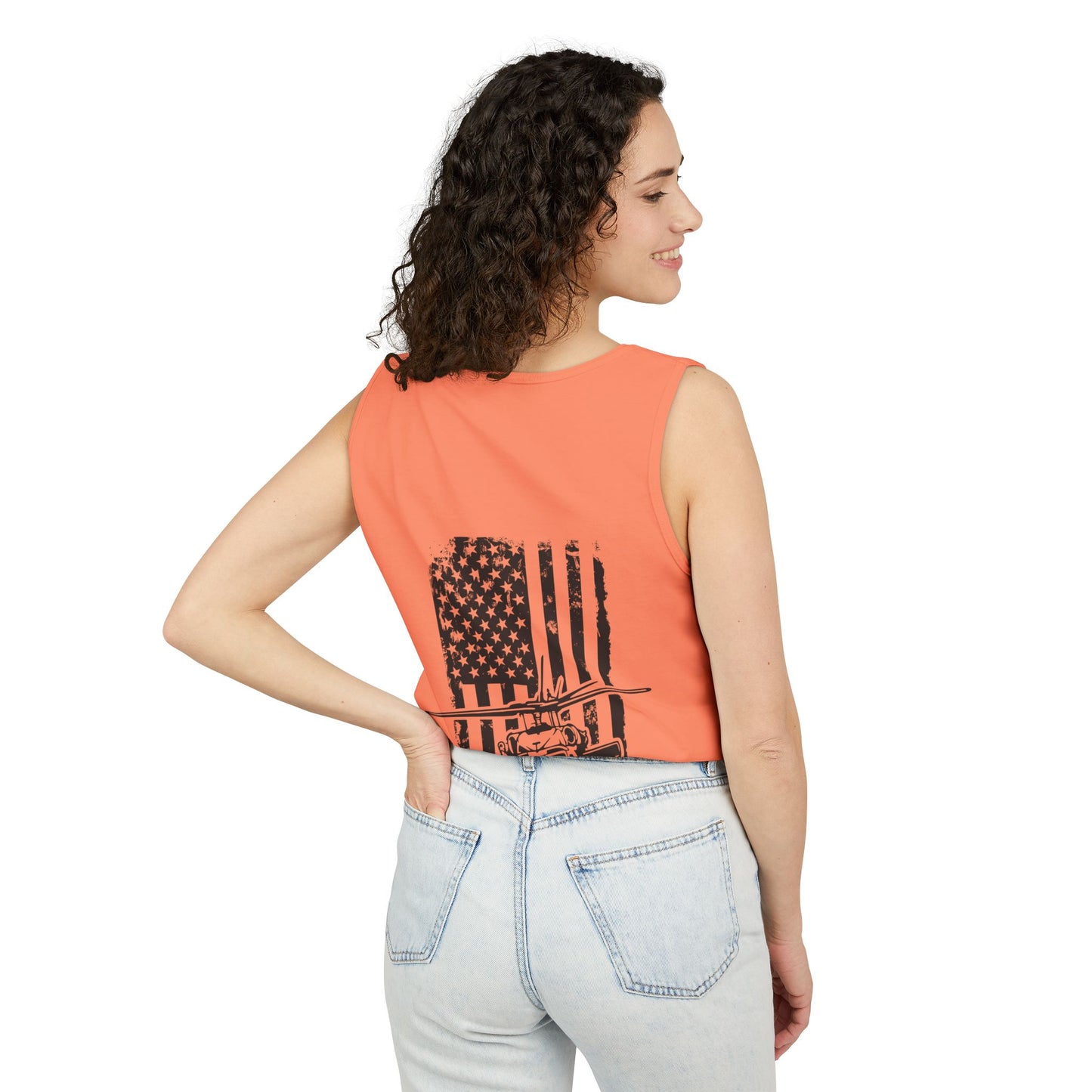 Military Blackhawk Helicopter Flag Tank Top — Vintage USA Rescue Chopper Design