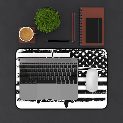 Blackhawk Helicopter American Flag Desk Mat — Military Pilot Gaming Desk Pad