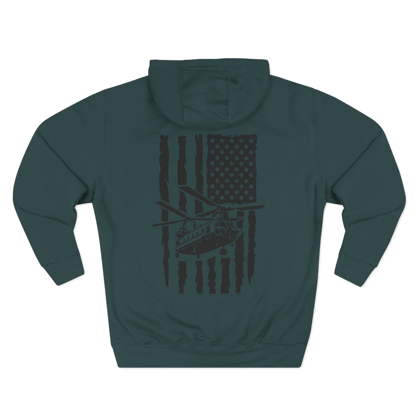 Military Helicopter Hoodie — Tactical CH-47 Chinook Flag Design