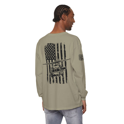 Blackhawk Helicopter Flag Long Sleeve Tee