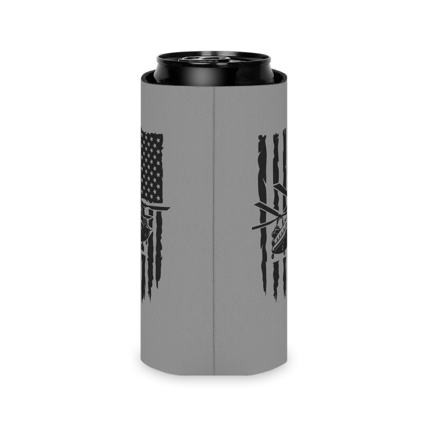 Can Cooler — Chinook Military Helicopter American Flag Design