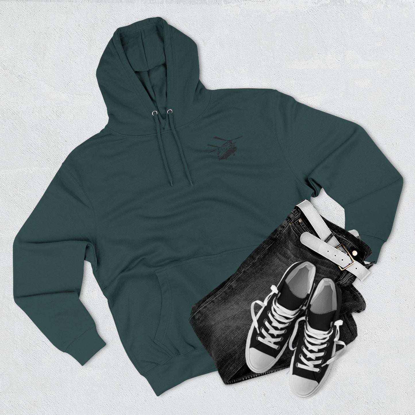 Military Helicopter Hoodie — Tactical CH-47 Chinook Flag Design