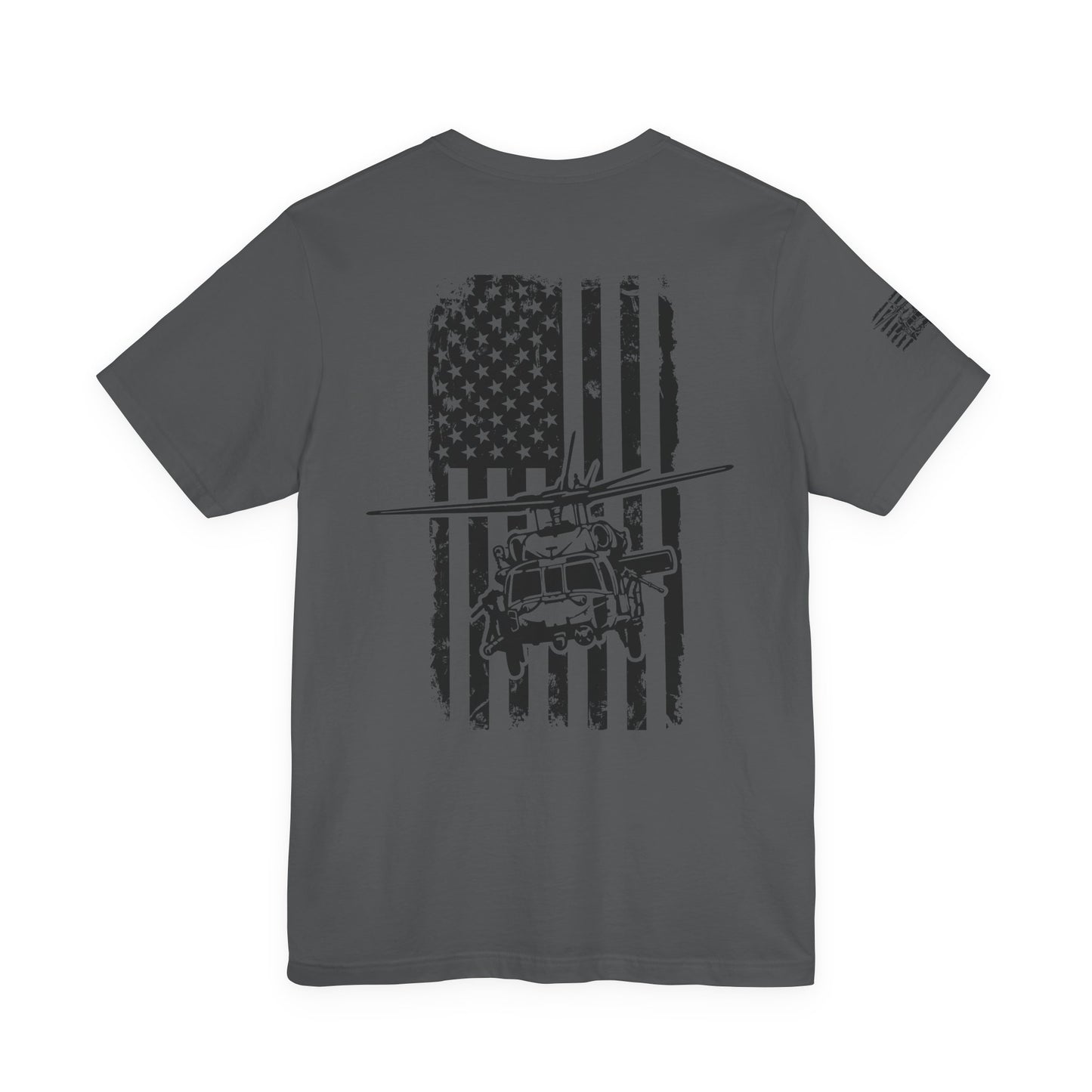 Blackhawk Helicopter American Flag Tee — Military Aviation Graphic T-Shirt