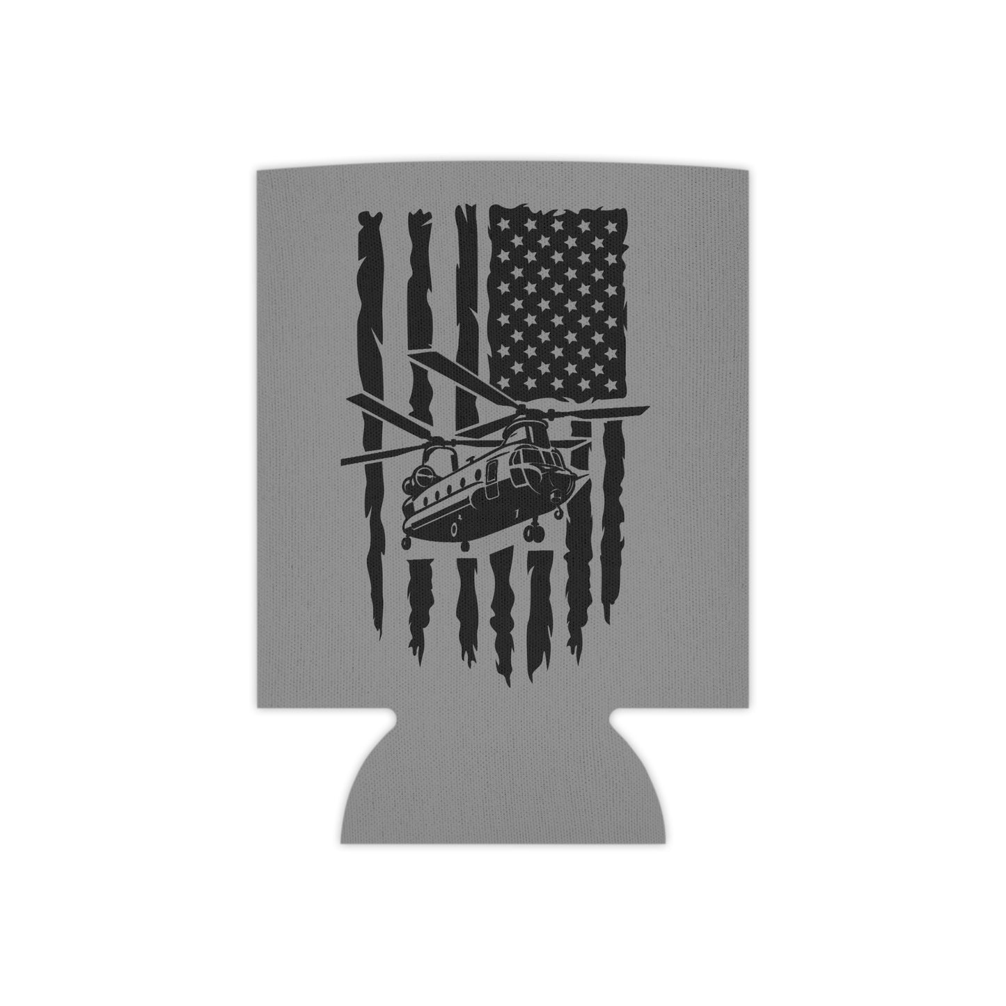 Can Cooler — Chinook Military Helicopter American Flag Design