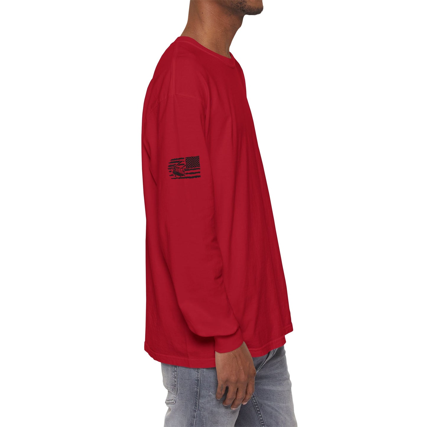 Chinook Helicopter American Flag Long Sleeve Tee