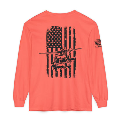 Blackhawk Helicopter Flag Long Sleeve Tee