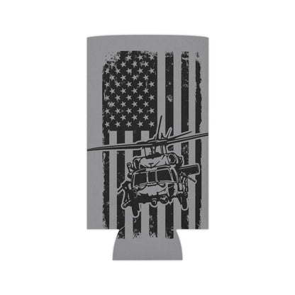 Military Helicopter Can Cooler with Distressed American Flag — Tactical Beer Koozie