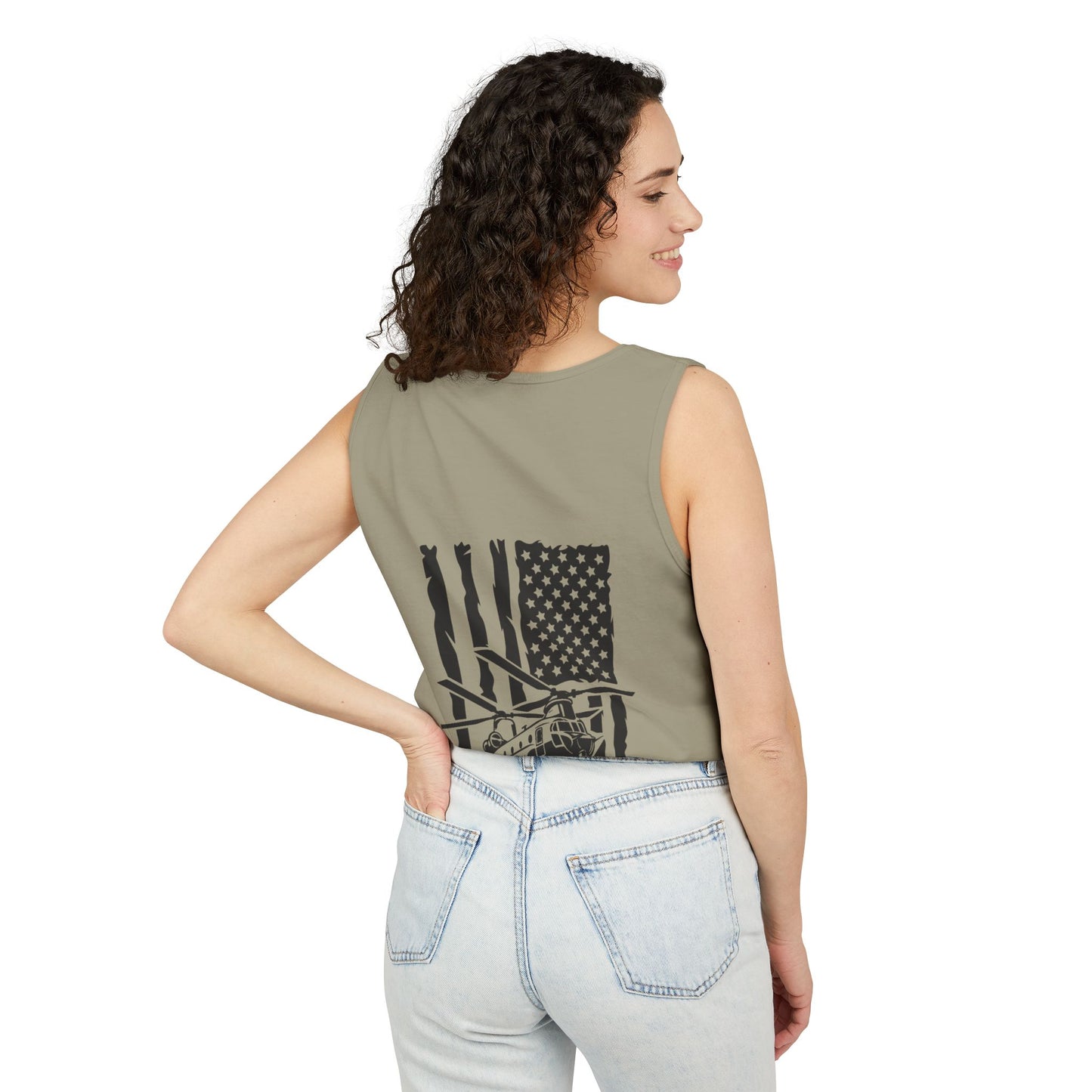 Chinook Helicopter Flag Tank Top — Vintage USA Rescue Chopper Design