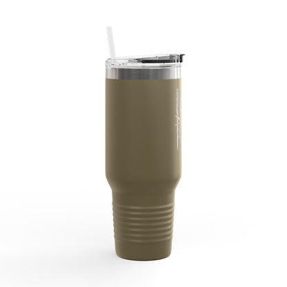 40oz Insulated Travel Mug — American Flag with Chinook Helicopter Graphic
