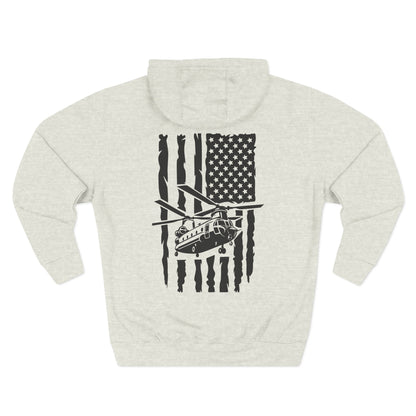Military Helicopter Hoodie — Tactical CH-47 Chinook Flag Design