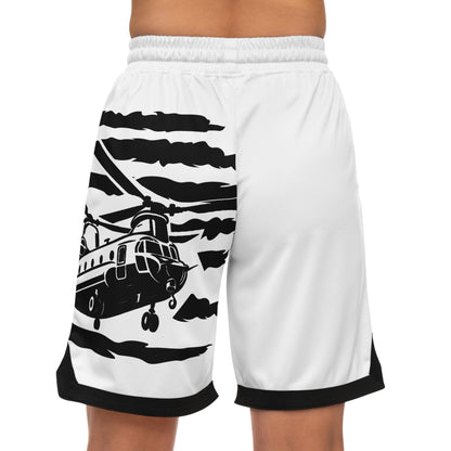 Patriotic Chinook Military Helicopter Basketball Shorts