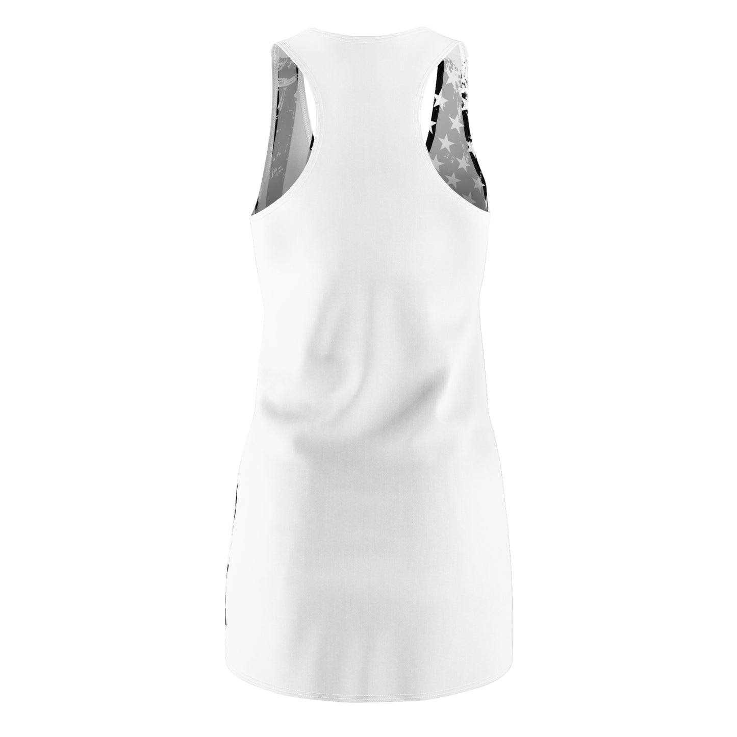 American Blackhawk Helicopter Racerback Dress — Patriotic Black & White Military Design