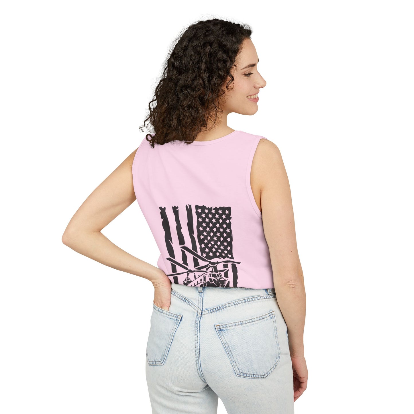 Chinook Helicopter Flag Tank Top — Vintage USA Rescue Chopper Design