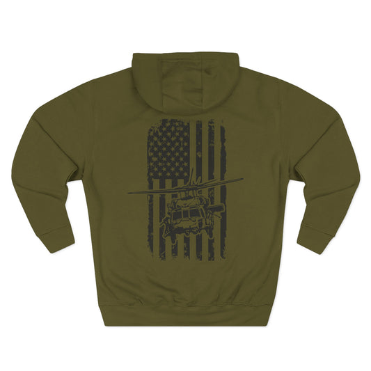 Helicopter Rescue Hoodie — Vintage American Flag Airlift Graphic