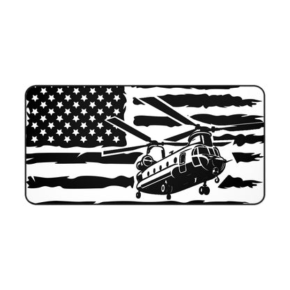Chinook Helicopter American Flag Desk Mat — Military Aviation Mouse Pad