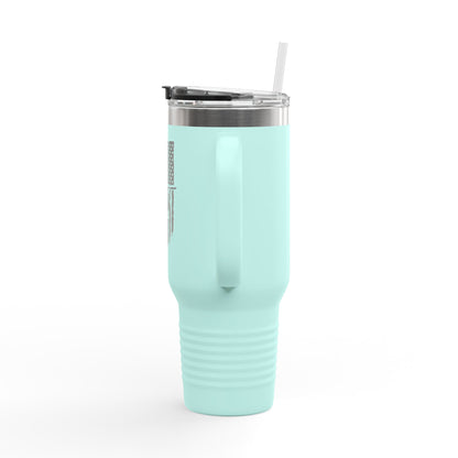 40oz Insulated Travel Mug — American Flag with Chinook Helicopter Graphic