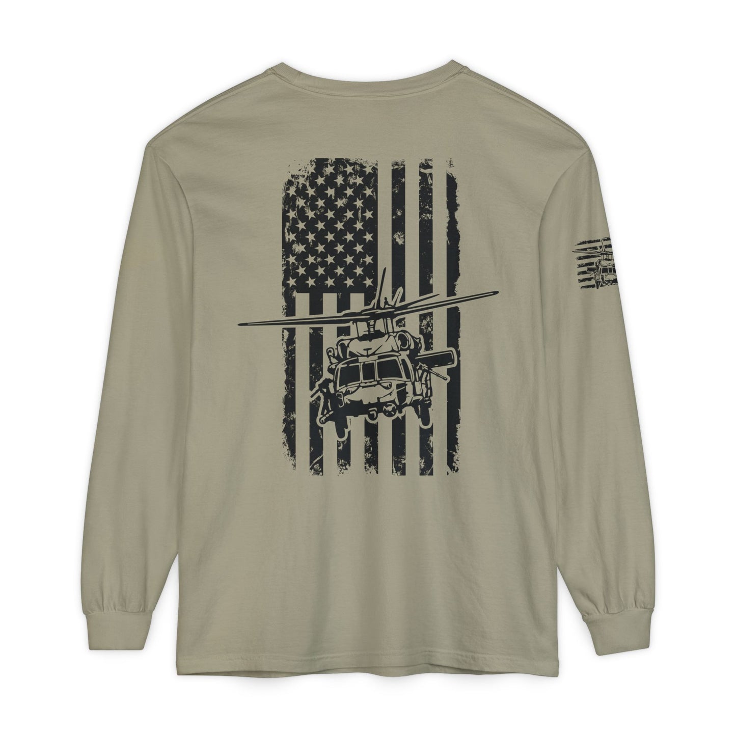Blackhawk Helicopter Flag Long Sleeve Tee