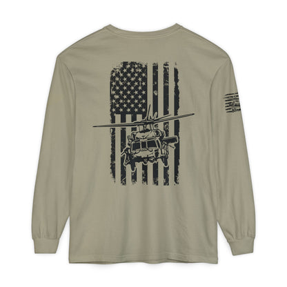 Blackhawk Helicopter Flag Long Sleeve Tee