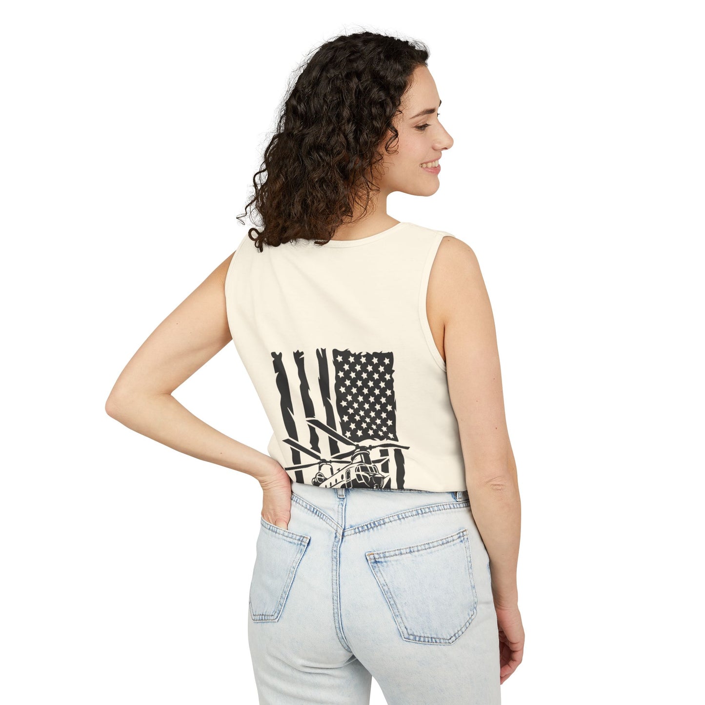 Chinook Helicopter Flag Tank Top — Vintage USA Rescue Chopper Design