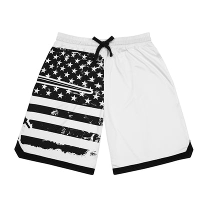 American Flag Helicopter Basketball Shorts — Patriotic AOP Athletic Shorts