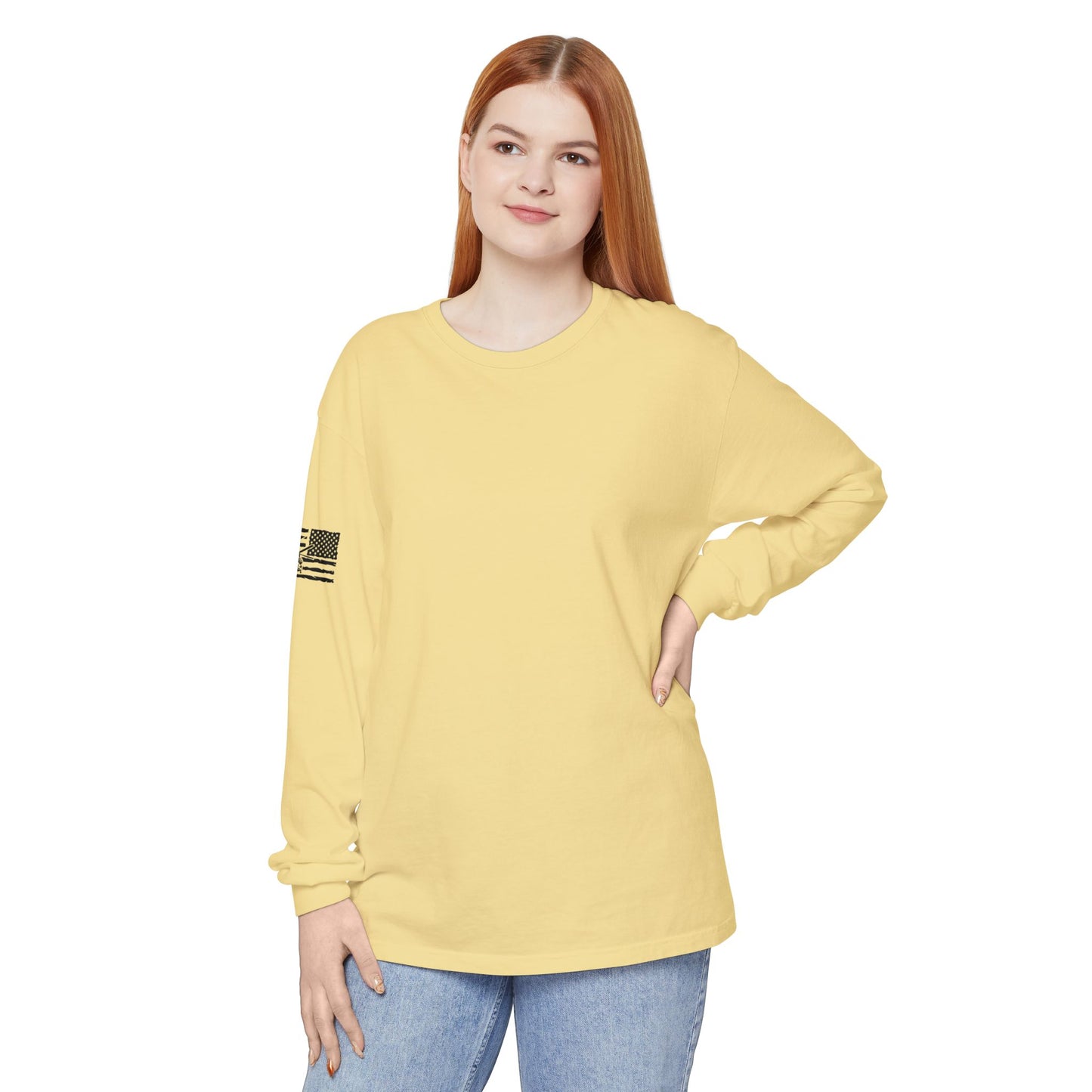Chinook Helicopter American Flag Long Sleeve Tee