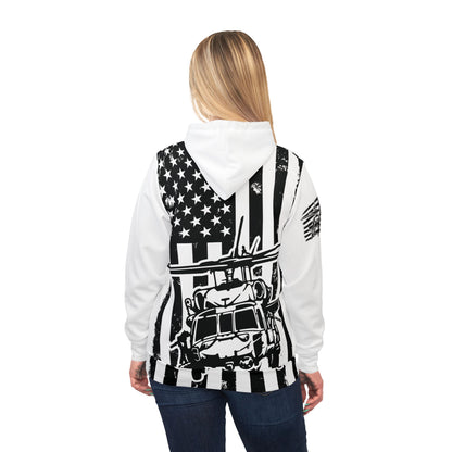 Military Helicopter Flag Hoodie – Black & White Army Aviation Graphic