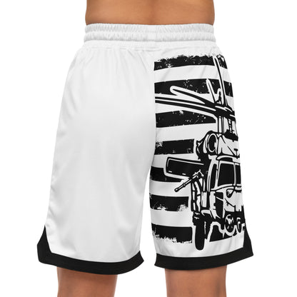 American Flag Helicopter Basketball Shorts — Patriotic AOP Athletic Shorts
